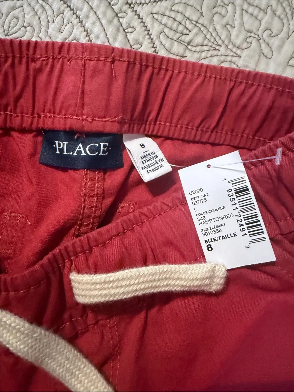 The Children's Place Red Drawstring Shorts with Orange Badge